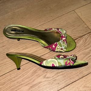 Green Floral Heels